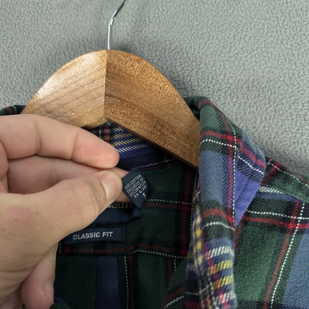 Ralph Lauren Shirt Medium Green Purple Blue Tartan Classic Flannel Pony Logo - Picture 8 of 9
